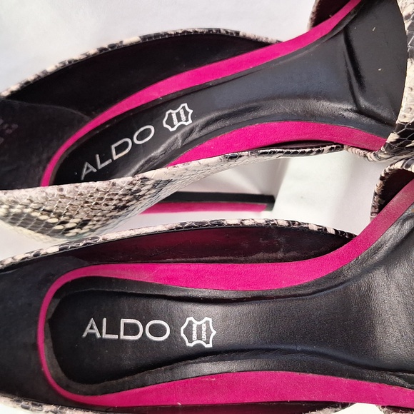 #ADM Aldo genuine leather sz 8 faux snake skin heels - Picture 2 of 10